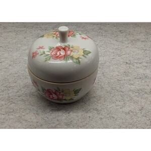 Vintage Porcelain Trinket Box – Round Floral Keepsake